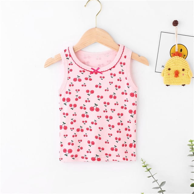 Girls Tops & Tees Vest for Summer Lightweight Floral Undershirt with Cute Print - Girls' Apparel