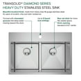 thumbnail image 6 of Transolid KKM-DTDE332210-4 Diamond 33-in L x 22-in W Equal Double Bowl Dual-Mount Kitchen Sink and Accessories Kit with 4 Pre-Drilled Holes in Stainless Steel, 6 of 12
