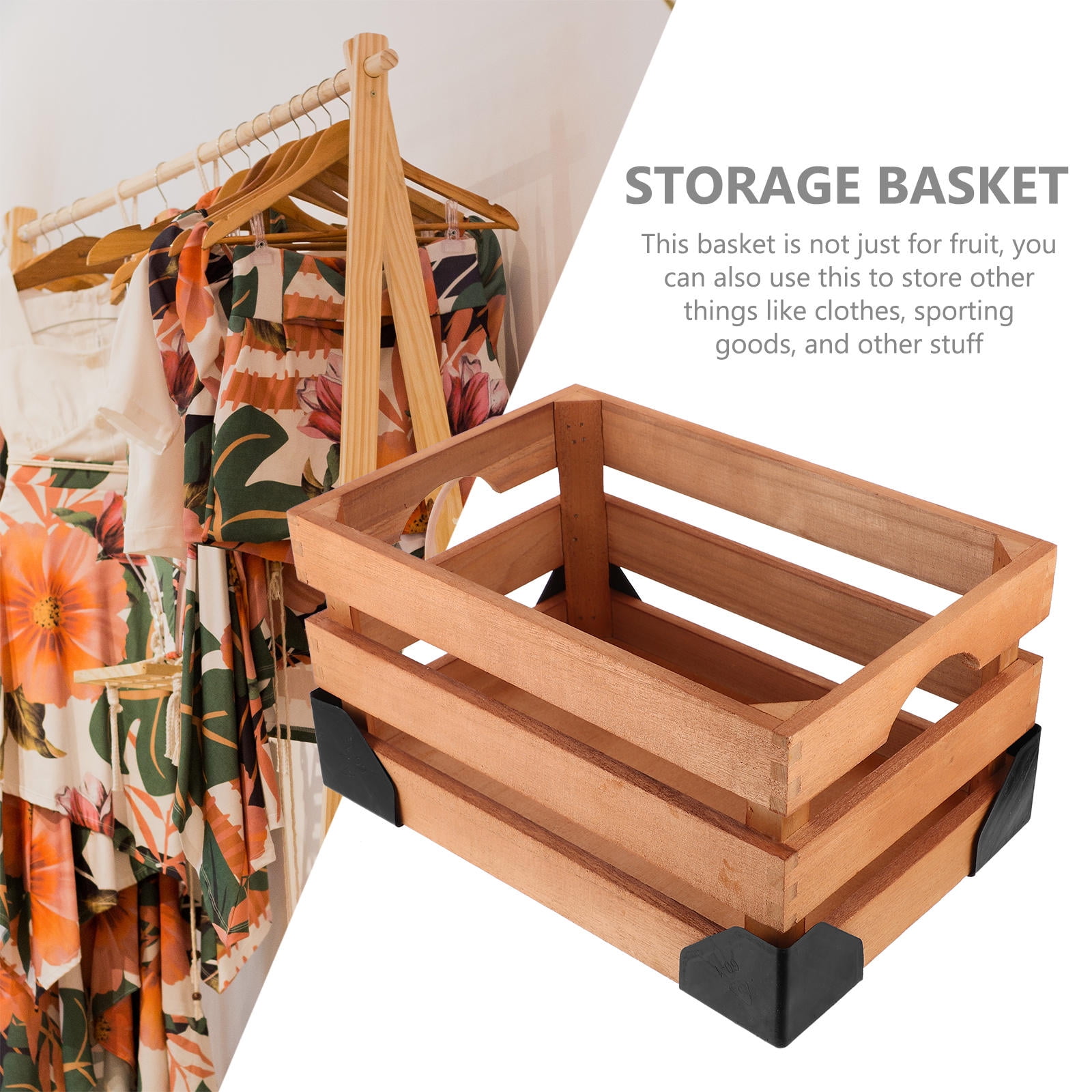 Wooden Storage Basket for Home and Supermarket Use Orange Color 1 Piece 12.5x8.5x9 Inches