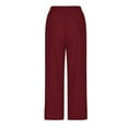 thumbnail image 4 of Fartey Women's Summer Casual Cotton Linen Pants Solid Color Elastic Waist Loose Fit Straight Leg Crop Pants Breathable Lightweight Beach Ankle Trousers with Pockets, 4 of 6