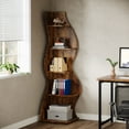 thumbnail image 5 of Tribesigns 5-Tier Wavy Corner Bookshelf – Modern Curved Display Shelf for Plants, Books & Décor (Brown), 5 of 12