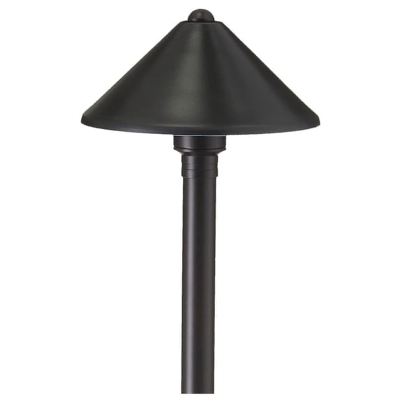 Conehead 12V Black Brass Light (7" Shade, 25" Tall) for Low age Landscape Lighting on Outdoor way, Walkway, Garden, Driveway or Patio