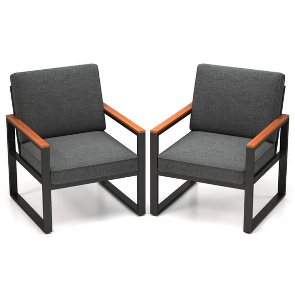 Canddidliike Patio Aluminum Sofa Modern Armchairs Set of 2 for Balcony, Patio Chair for Outdoor, Grey