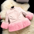 thumbnail image 3 of Gibobby Chamarra de invierno para bebé niñoChaqueta para niñas pequeñas, moda de otoño e invierno, chaquetas con cuello de lana de PU para niños pequeños(Rosa, 12-18 Meses), 3 of 5