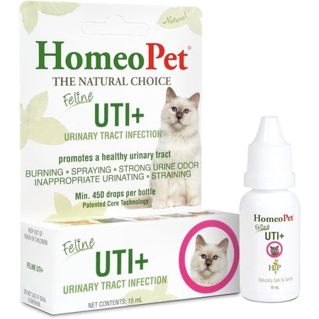 HomeoPet Feline UTI+ Urinary Tract Health Support Drops for Cats, 15 mL