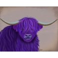 thumbnail image 2 of Fab Funky 18x15 Black Ornate Wood Framed with Double Matting Museum Art Print Titled - Highland Cow 5, Purple, Portrait, 2 of 4