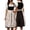 Beige, variant on Women High Waist Grid Print Pleated A-Line Midi Dirndl Apron Skirt With Side Large Bow Tie Bavarian Oktoberfest Festival Co_Stume Skirt Grey