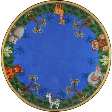 Jungle Friends 13'2" Round Area Rug In Color Multi