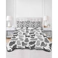 thumbnail image 2 of Quilts Twin Size Bedding Set, Black White Cat Lightweight Quilted Comforter, Modern Striped Geometric Abstract Soft Reversible Bedspread Coverlet with Pillow Covers for All Season, 68" x 86", 2 of 7