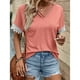 thumbnail image 3 of Blusa de verano para mujer con escote en V, manga corta y ribete de encaje, diseño entrecruzado, rosa XXL, 3 of 6