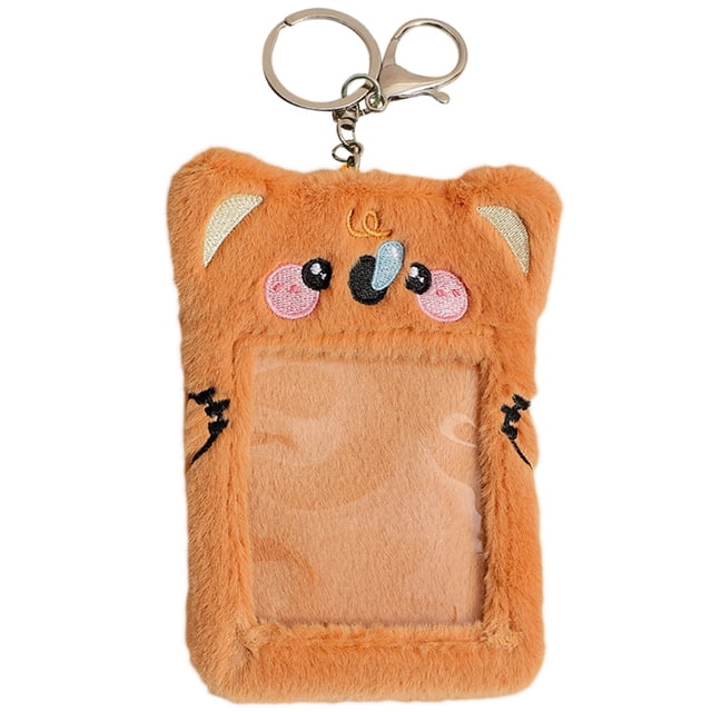 Miangastore Pochette de Cartes en Peluche Dessin Animé Pochette de Cartes Visible Housse de Cartes Suspendue Housse de Protection de Cartes Décorative