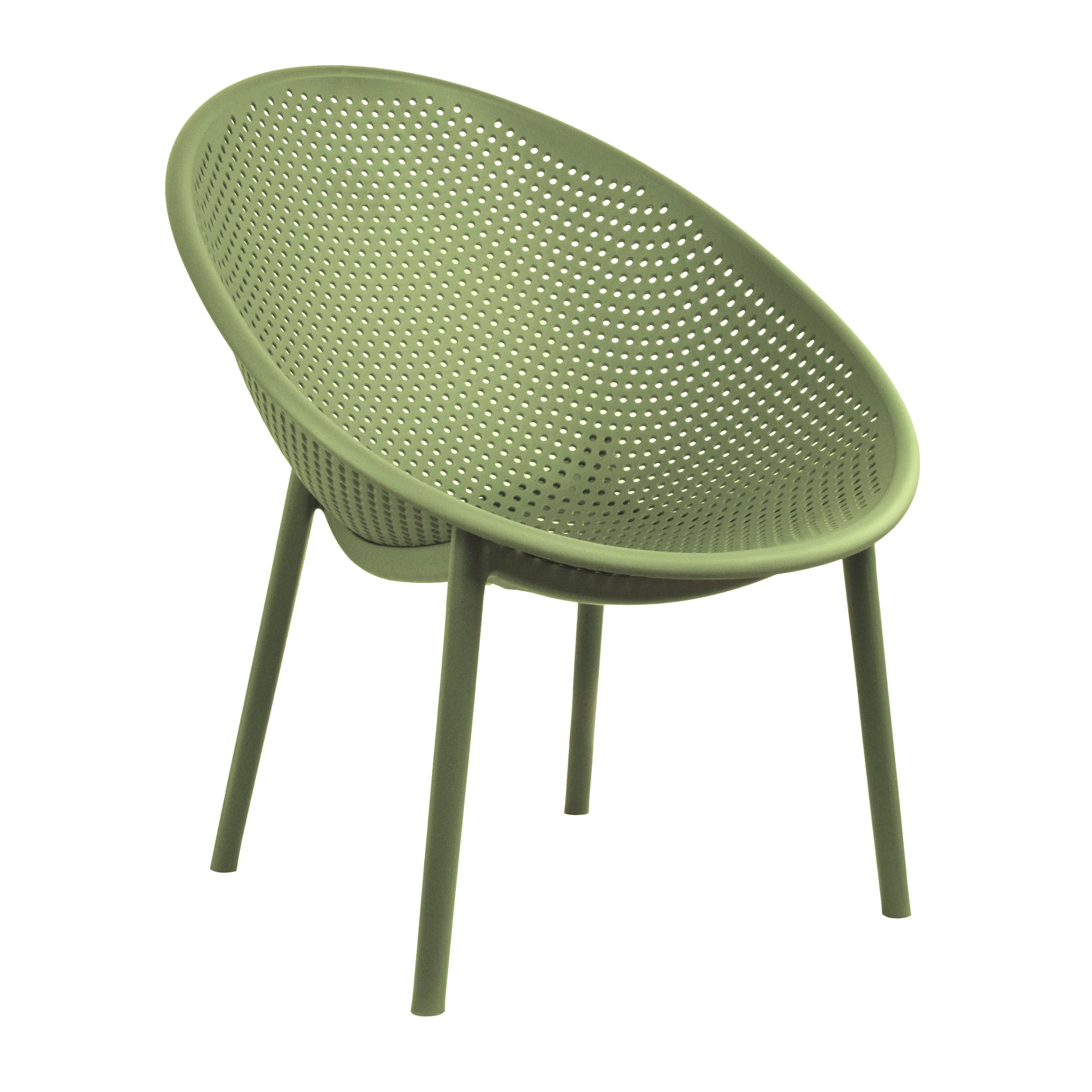 2xhome Set of 2 Modern Patio Chairs, Oval Acepulco With Dots Round Shape Contemporary Plastic Armless Dining Accent Chairs for Kitchen Living Room or Outdoor, Green