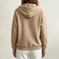 thumbnail image 4 of VEKDONE Womens Thin Fleece Lined Hoodie Fall Long Sleeve 1/2 Zip Up Pullover Sweatshirts | Casual Loose Fit Pullover Tops, Drawstring Hooded Sweatshirt with Kangaroo Pocket Khaki S, 4 of 5