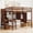 Walnut, variant on Leumius Full Size Loft Wood Bed with Desk,Book Shelves and Wardrobe with Doors and Drawer,Built-in Staircase with Storage Shelves,Loft Bed with Safety Guardrails and Solid Slats for Boys Girls White