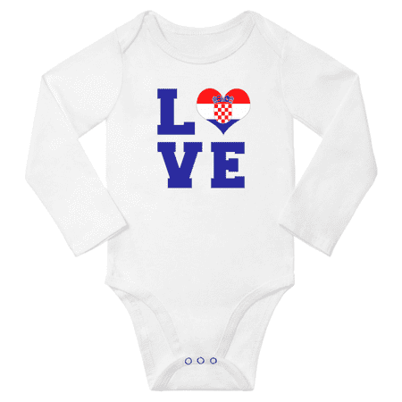 

Love Croatia Heart Flag Baby Long Slevve Rompers (White 18-24 Months)