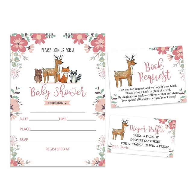 Inkdotpot Set Of 30Jungle Animals Baby Shower Invitations-Diaper Raffle Tickets And Baby Shower Book Request Cards Its a Boy Its a girl Invites