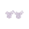 thumbnail image 2 of BemeyourBBs Newborn Baby Girls Summer Clothes Smocked Bubble Rompers Floral Print Ruched Puff Sleeve Bodysuits Playsuit Infant Baby Girl Jumpsuits with Headband, 2 of 9