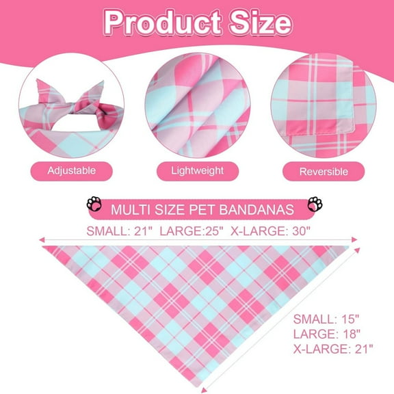 Dog Bandana Girl Summer Spring Scarf, Durable Triangle Reversible Bibs Handkerchief for Puppy Pet