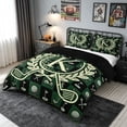 thumbnail image 3 of meiyoeat Golf Letter K Bedding for Men Women, Green Patchwork Buffalo Duvet Cover Full, Black Reversible, 3 Pieces, 1 Duvet Cover and 2 Pillowcases, 3 of 6