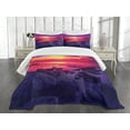thumbnail image 3 of Ambesonne Ocean Quilted Bedspread Set 3 Pcs, Sunset over Sea Cloudy, Queen Size, Purple Yellow Red, 3 of 5