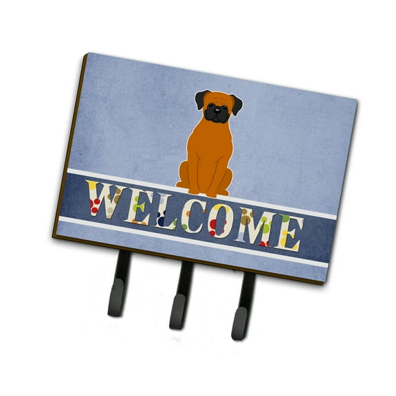 Carolines Treasures BB5696TH68 Fawn Boxer Welcome Leash or Key Holder Triple multicolor