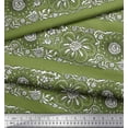 thumbnail image 3 of Soimoi Velvet Fabric Leaves & Floral Block Printed Craft Fabric by The Yard 58 Inch Wide, 3 of 3