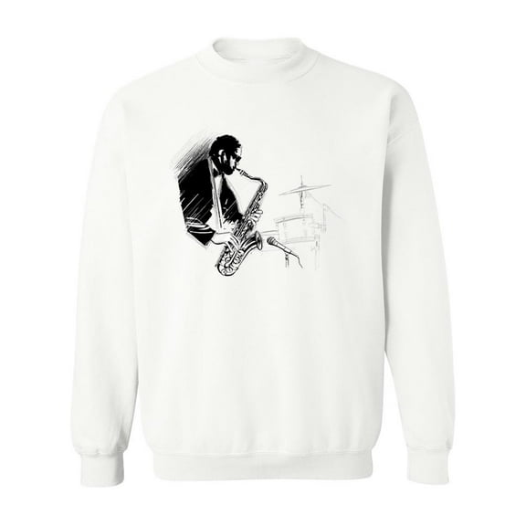 Saxophone Player B/w.  Sweatshirt Men -Image by Shutterstock, Male 3X-Large