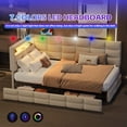 thumbnail image 3 of Upholstered Twin Size Daybed with Storage 2 Drawers and Charging Station, Day Bed Frame with LED Lights and Storage Headboard, No Box-Spring Needed, Beige, 3 of 8