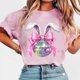 thumbnail image 2 of Tops de Manga Corta de Verano para las Mujeres Imprimir Blusa de Cuello Redondo, Moda Ligera de Poliéster Spandex, 2 of 6