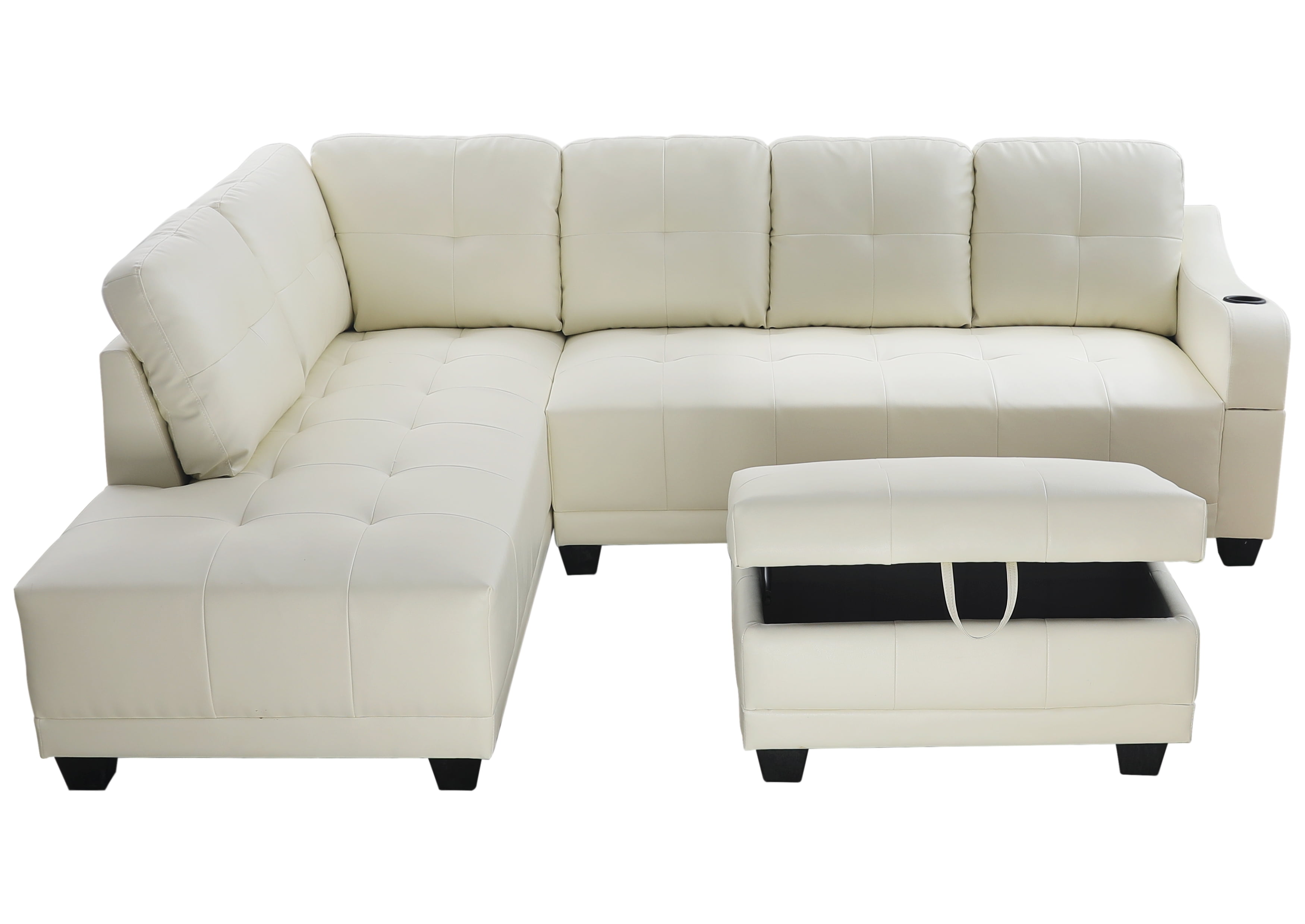 lexington brown faux leather sectional chaise sofa