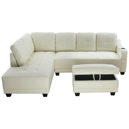 Sectional Sofa_AYCP Furniture_ White Faux Leather ...