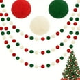 thumbnail image 6 of 6.6ft Felt Ball Garland Set, Red, White & Green Christmas Holiday Decorations, Wool Felt Pom Pom String for Tree, Wreath, and Festive Party Decor, 6 of 6