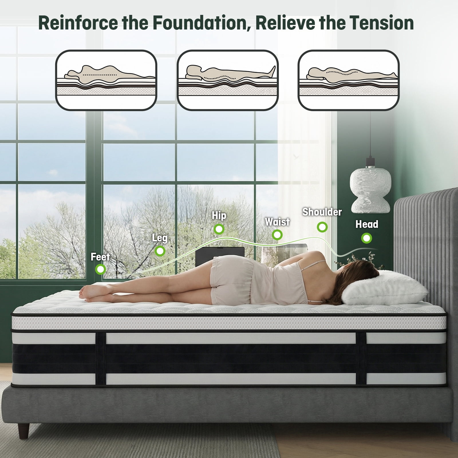 Nisien Foam Mattress Adult 10 Inch Hypoallergenic Full Medium Euro Top Hybrid Mattresses