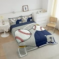 thumbnail image 3 of Baseball Comforter Set Full Size Baseball Court Comforter Teens Gaming Sports Bedding Set Breathable Sports Theme Blue Gray Duvet Set Room Decor Quilt Set, 3 of 6