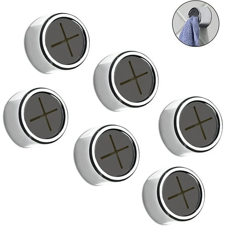 6 Pieces Kitchen Towel Hooks Round Adhesive Dish Towel Hook Premium Chrome Finish & Easy Installation Wall Mount Hand Towel Hook Ideal as Bathroom, Shower or Outdoor Towel Holders