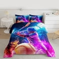 thumbnail image 2 of Homewish Baseball Game Bedding Comforter Set,Sport Theme Twin Comforter Sets,Purple Blue White Bedding Set For Boys Kids,Breathable Home Decor Reversible,2-Piece, 2 of 8