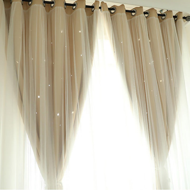 2-layer Curtain Blackout Floor Curtain Starry Curtains Home Bedroom Decoration