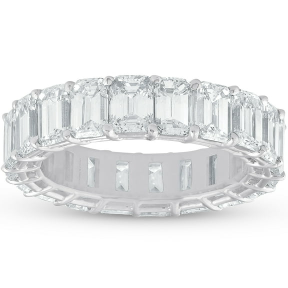 Pompeii 7ct Emerald Cut Diamond Platinum Eternity Wedding Ring Lab Grown ((F),VS1-VS2)