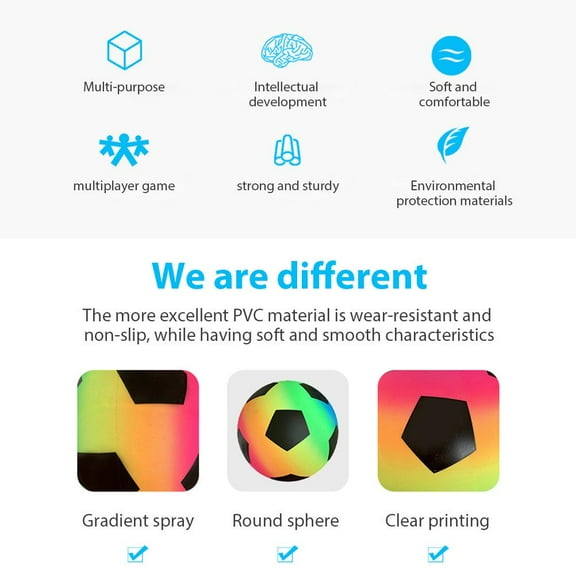 9Inch Rainbow Soccer Playground Ball for Kids Bouncy Kick Ball for Backyard Park and Beach Outdoor