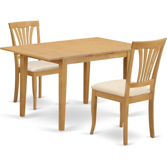 HomeStock 3 Piece Modern Dining Table Set Includes a Rectangle Wooden Table with Leaf and 4 Dining Room Chairs, 32x54 Inch,Oak