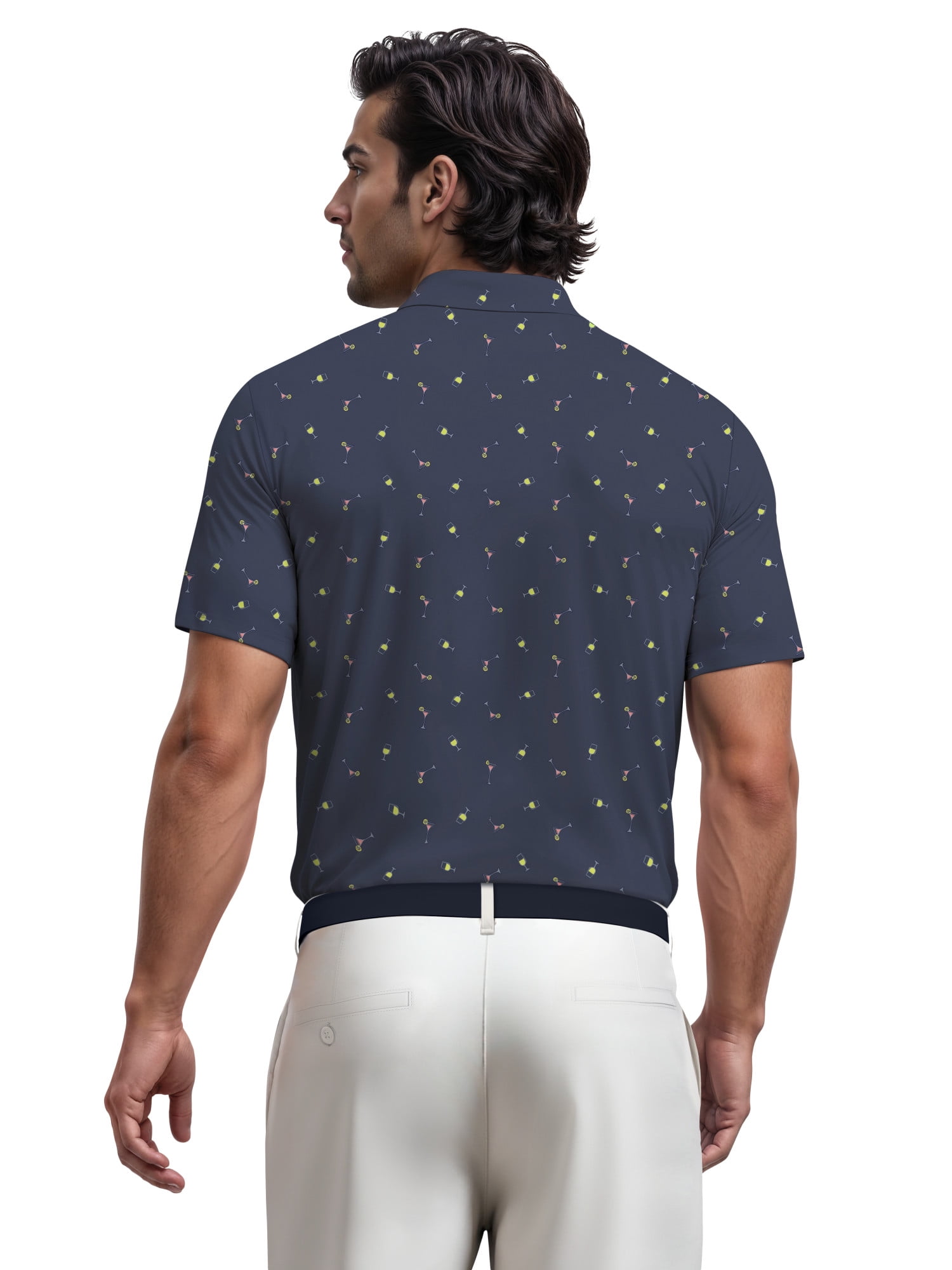Ben Hogan Men's and Big Men’s Conversational Drink Printed Short Sleeve Golf Polo Shirt, up to Size 5XL