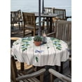 thumbnail image 2 of Outdoor Tablecloth with Umbrella Hole Zipper Blue Floral Spring Round Tablecloth 54" Waterproof Outside Table Cloth Summer Farmhouse Botanical Wooden Patio Table Cover Tablecloths for Picnic Party, 2 of 8