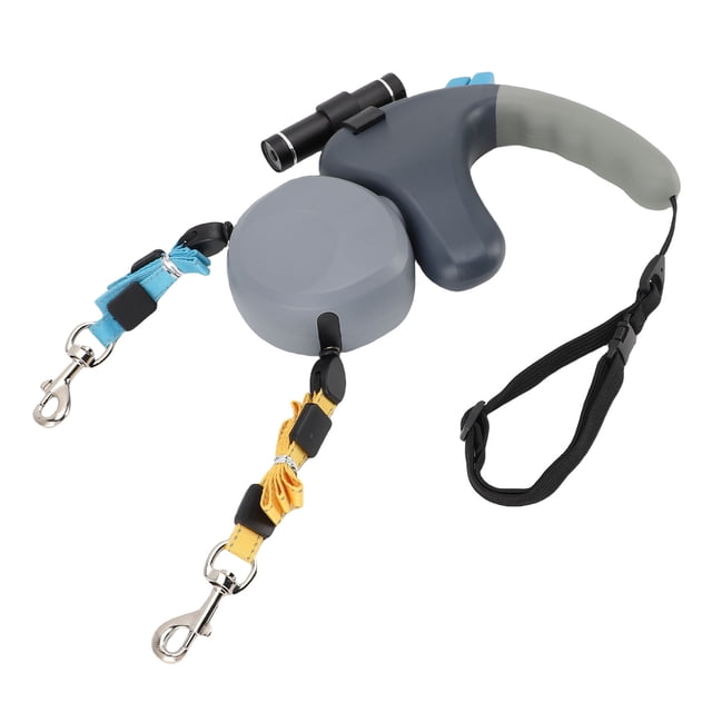 Dual Retractable Dog Leash, 360 Rotation Double Headed 9.84ft Extendable Pet Leash with with LED Light for Two Dogs Up to 50 Lbs Per, Pet Walking Leash Shock Absorption Design