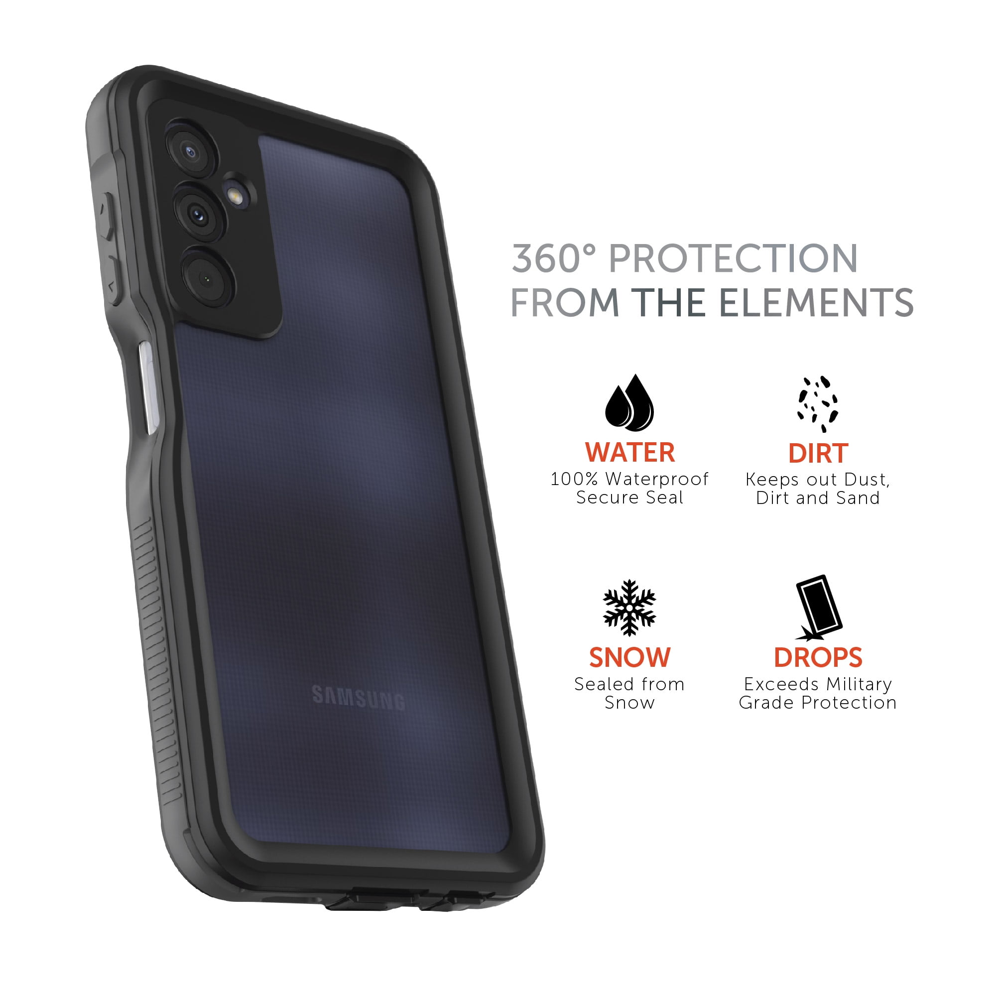 Body Glove Tidal Waterproof Phone Case for Samsung Galaxy A25 5G – Black/Gray