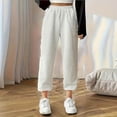 thumbnail image 2 of MIUOWANP Wide Leg Sweatpants Women Cotton Women Casual Solid Color Trousers High Waisted Pants Loose Sports Sweatpants XXL White, 2 of 5