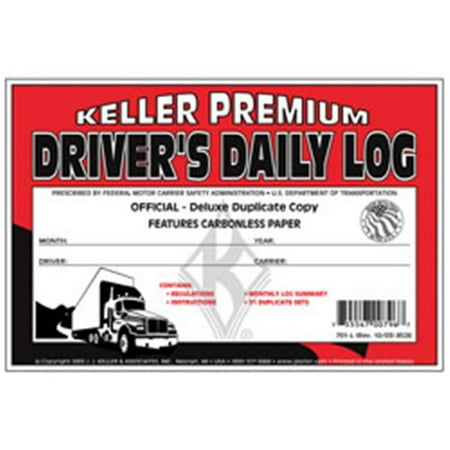 Rediform Drivers Log - J.J. Keller 701L Duplicate Drivers Daily Log Book Carbonless