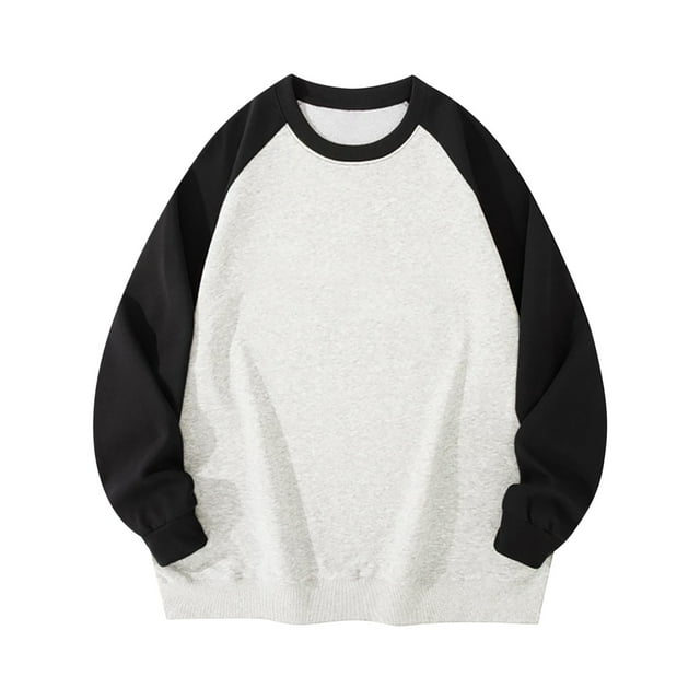 Pisexur Chandails en Molleton pour Hommes à Manches Longues Col Rond Mode Décontractée Patchwork Coloré Pull Ample Chandails en Molleton Surdimensionnés Chandails à Capuchon M-3TG