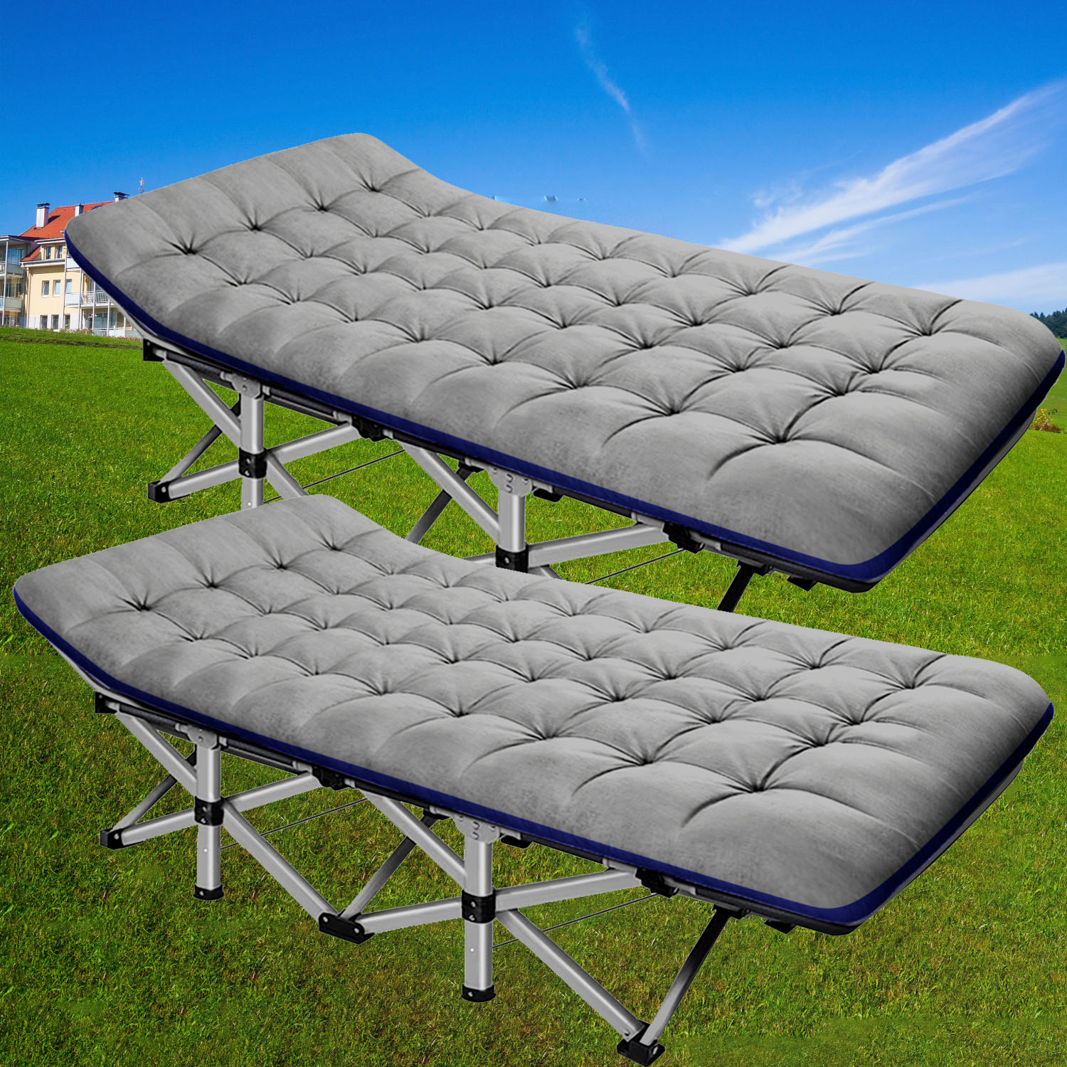 Docred 2Pack Camping Cot Folding Camping Bed For Adults, Heavy Duty ...