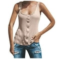 thumbnail image 1 of Timegard Plus Size Tank Tops for Women Round Neck Button Sleeveless Tops Casual Solid Color Knit Tee, 1 of 5