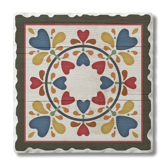 Thirstystone Folk Hearts Quilt Design Single Tumbled Tile Coaster Create Your Own Set